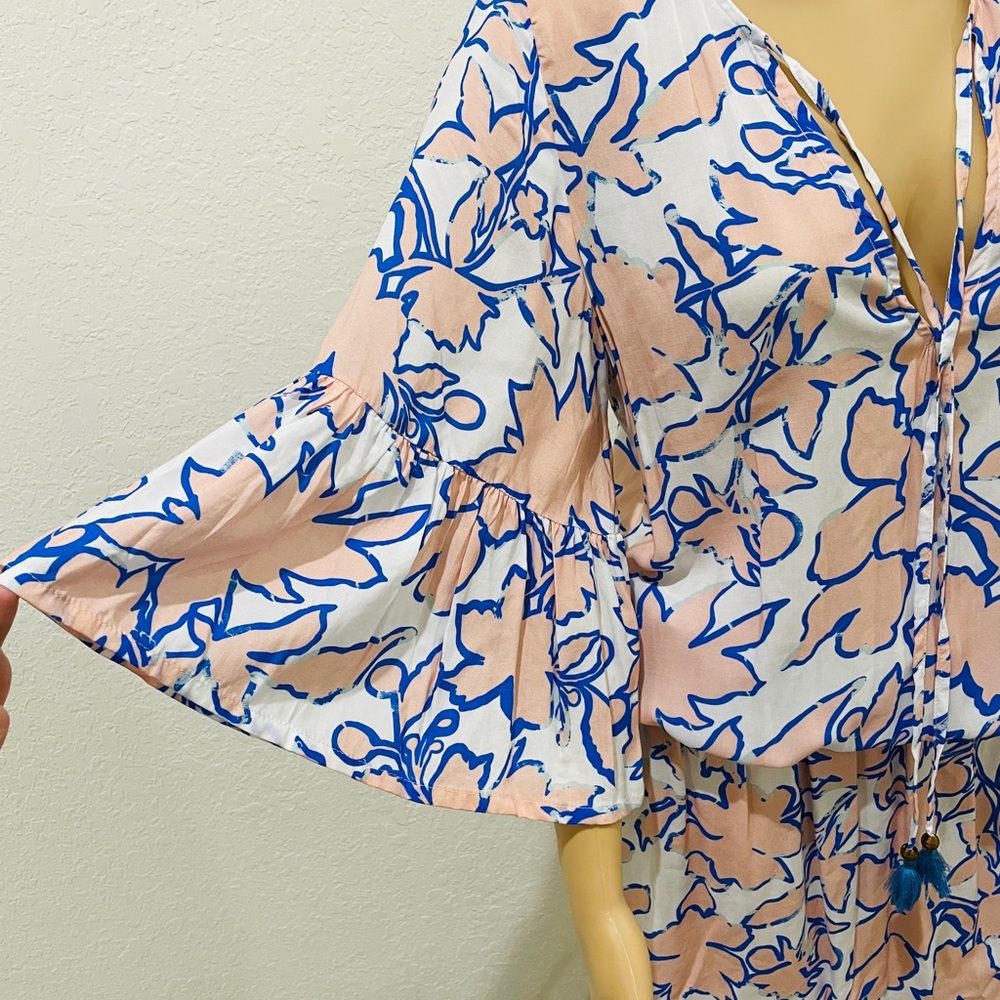 Maaji Blue and Pink Floral Swim Coverup - Picture 4 of 11